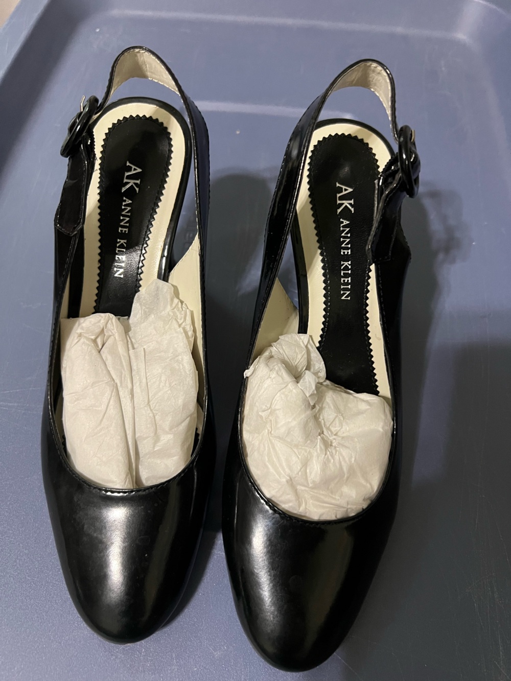 Anne Klein Black Patent Slingback Pumps-6.5